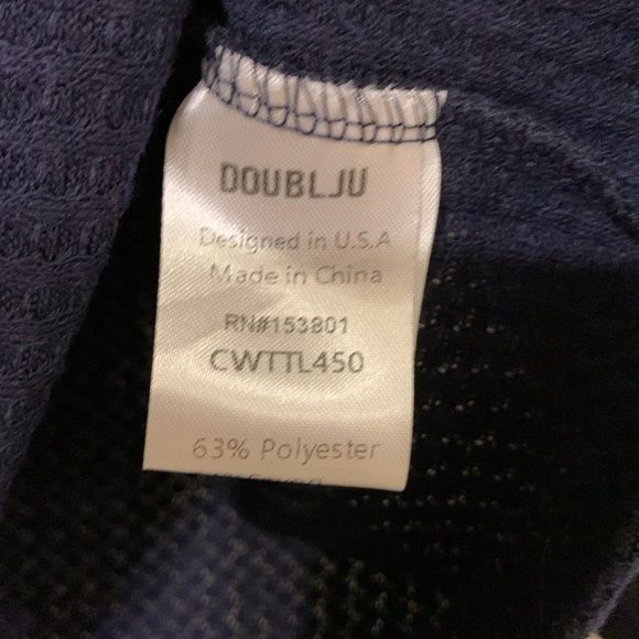 Doublju Deep Blue Waffle Buttoned Blouse NWT Small - Picture 4 of 4
